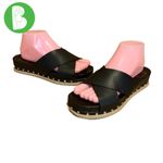 DOLCE VITA "GRACY" BLACK FAUX LEATHER SLIDE ON ESPADRILLE SANDALS (7.5) Photo 1
