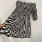 H&M DIVIDED BY  Off the Shoulder Dress Black White Gingham Plaid 3/4 Sleeve Mini Photo 11