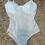 Timing  Light Blue Striped Bodysuit Photo 0