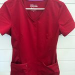 Purple Label Yoga Women's Red V-Neck Scrub Top M Short Sleeve Workwear Photo 0
