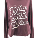Zoe & Liv  Womens Top T Shirt May Contain Wine Long Sleeve Burgundy Size XL Photo 0