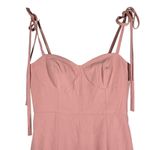 Dessy Collection Bustier Crepe Midi Dress Adjustable Bow Straps Desert Rose 3069 Pink Size 12 Photo 2