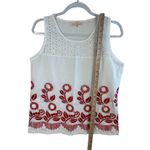 Miss Cocoa Embroidered Tank Top White Red Floral Eyelet Viscose Boho G S READ Photo 7