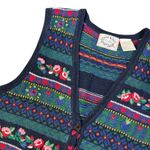 Erika Vintage  Fair Isle Cottage Dark Floral Sweater Vest Size M Holiday Vintage Photo 1