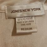 Jones New York  Long Sleeve Satin Button Down Blouse Beige Size Medium Photo 3