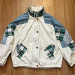 PAO‎ Originals Vintage 80s Retro Plaid Bomber Jacket Oversized Women’s Size XL White Photo 0