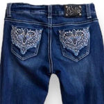 Cello Bootcut Western Jeans Juniors Size 5 / 26” Med-Dark Wash Distressed Photo 3