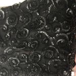 vintage black silk sequins short sleeve cocktail party sheath dress Size 4 Photo 6