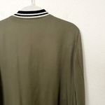 Harlowe $ Graham [Harlowe & Graham] Olive Green Striped Cuff Zip Up Bomber Jacket Size Medium M Photo 5
