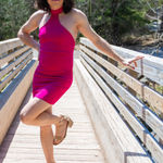 Blue Blush Vibrant Pink Backless Dress Photo 0