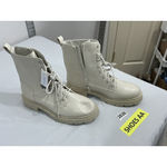 Womans NOBO Sintetico Memory Foam Ivory Lace Up Chunky Heel Combat Boots 10 Photo 1