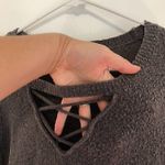 American Eagle  Purple Knit Bell Sleeve Sweater Boho Bohemian Lace Up Fuzzy Fall Photo 6