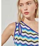 Ming Wang Modern Fit One Shoulder Column Maxi Dress Chevron Soft Knit Large NWT Photo 2