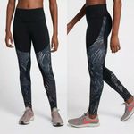 Nike Women's Power Gym Tight - Flutter Print Leggings Black High Rise Size Small Photo 1