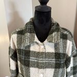 Abercrombie & Fitch  Sherpa Teddy Jacket Snap Front Green White Plaid Fall Cozy Photo 1