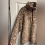 Zenana Outfitters Boutique Sherpa Quarter Zip Pullover In Tan/Brown Size Large Photo 1