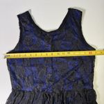 Gracie‎ Women's XL Little Black Lace Short Dress w/ Cobalt Blue Underlay Photo 3