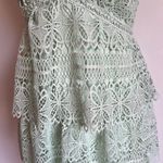 Gianni Bini Light Green Tiered Lace V Neck Midi Dress Photo 5