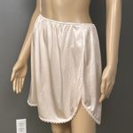 Vintage Sears Half Slip Size Large Short Length Nylon Beige Blush Lace Trim Slit Photo 1