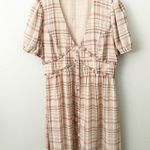 FARROW | Marissa Plaid Prairie Dress Empire Waist Midi Brown Button | Medium Photo 3