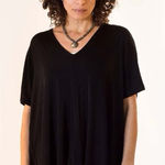 Bryn Walker Baxter Tunic Top Black Oversized V-Neck Size Small Photo 0