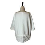 COS Shirt Women Large White Cotton Half Sleeve Mixed Fabric Shirttail Hem Top Photo 1