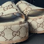 Gucci Women's Beige Logo Platform Sandals Photo 2