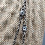EXPRESS Gray Gunmetal Double Layered 34" Chain Necklace Clear Crystal Stations Photo 2