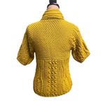 Ivy Jane  Mustard Yellow Thick Knit Short Sleeve Button Front Sweater Cardigan Photo 3