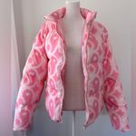 Petals and Peacocks Bubblegum Pink Collared Full Zip Puffer Jacket Size M Photo 5