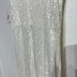 AQUA  Ivy White Sequined Cross Neck Halter Maxi Gown Sz 8 NWT Photo 2