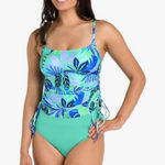 24th & Ocean Women's Side Shirred Tankini Swimsuit Top Pink Size 16 Photo 0