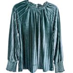 Cable & Gauge NWT  Velour‎ Long Sleeve Mock Neck Blouse Top Green Size Large Photo 0