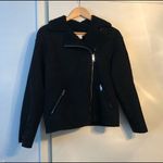 H&M  women's motor biker jacket black faux fur suede size 6 eur 38 Photo 5