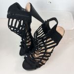 Top Moda  11 Caged Strap Inside Zip Platform Heels Shoes in Black Photo 2