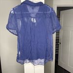 J.Crew NWT Sheer Lace-trim Button-up Shirt Dot Crinkle Chiffon Dark Evening Photo 2