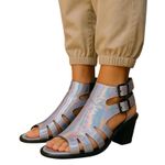 MIISTA Womens Metallic Jelly Shona Heels Adjustable Straps Size 37 Silver Photo 1