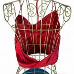 Princess Polly Red satiny cowl neck going out top with strappy back from . Size 6 Photo 1