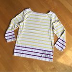Marc by Marc Jacobs Striped, Three Quarter Sleeve Tee, Yellow, Purple, Size S Photo 12