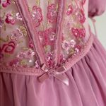 For Love & Lemons  🎀 medium Fan Floral Puff sheer sleeve corset dress pink Photo 7