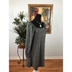 Loft  Small Cozy Square Neck Shift Dress Black White Pullover Stretch Long Sleeve Photo 1
