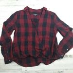 Madewell  Flannel Shirt Button Top Burgundy Plaid Long Size S EUC Photo 1