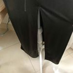 ZARA Long Ruched Oil Slick Fabric Maxi Dress with Back Slit in Black Photo 9