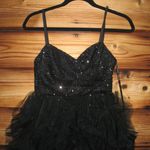 Mac Duggal 27119 Womens Sequin Mini with High Low Ruffle Tiered Train Dress Gown Photo 6