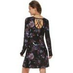 Mudd  Black Floral Strappy Back Long Sleeve Dress Photo 1