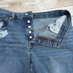 Levi’s Premium 501 90s Jean Shorts 30 (32”) Med Wash Distressed Grunge Western Blue Photo 1