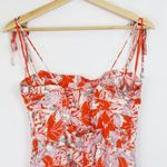 Free People Dress 8 NWOT Beach Party Shoulder Midi Linen Orange Floral Summer Photo 6