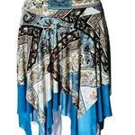 Vintage Carolina U.S.A. 90s Turquiose Paisley Handkerchief Hem Skirt Size Large Blue Photo 0