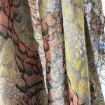 Maison Scotch  Scarf Wrap Womens Brown Red Abstract Art Fringe Woven Sheer 67x80 Photo 6