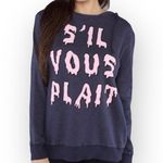 Wildfox OG:  ☻︎ S’il Vous Plait Melted Letters Pullover Hoodie ☻︎ Navy Blue ☻ XS Photo 1